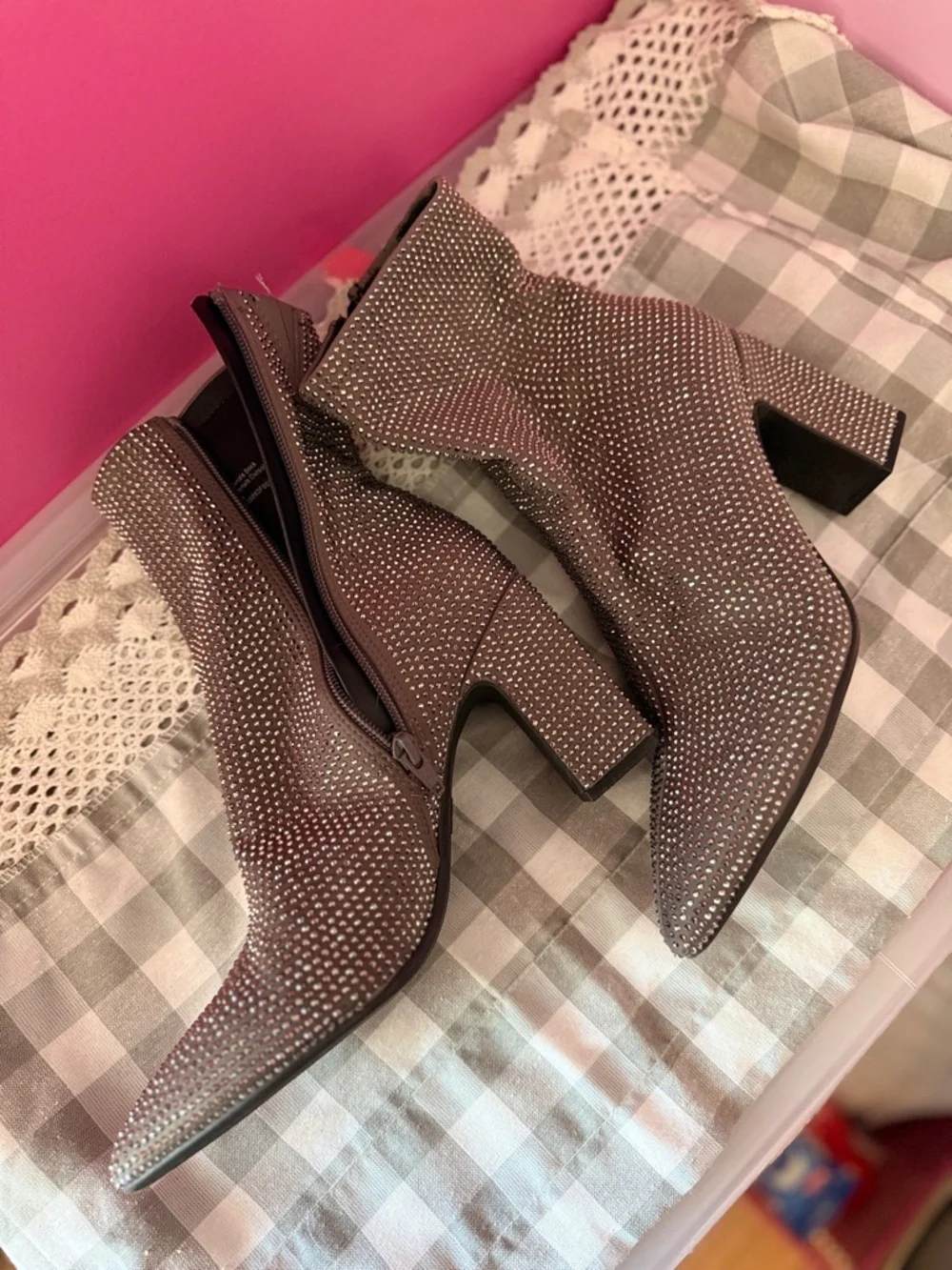 a new day Silver Rhinestone Pointed Ankle Boots - Picture 5 of 9